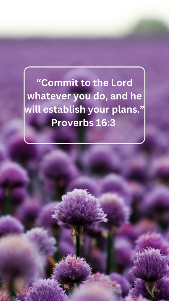 Proverbs 16:3 “Commit to the Lord whatever you do, and he will establish your plans.” 